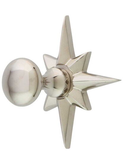 Polaris Cabinet Knob with Star Back Plate - 11/16 inch Diameter in Polished Nickel.